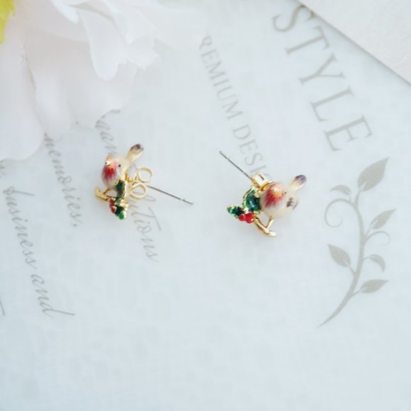 Bill skinner cute robin bird stud earrings - Picture 2 of 6